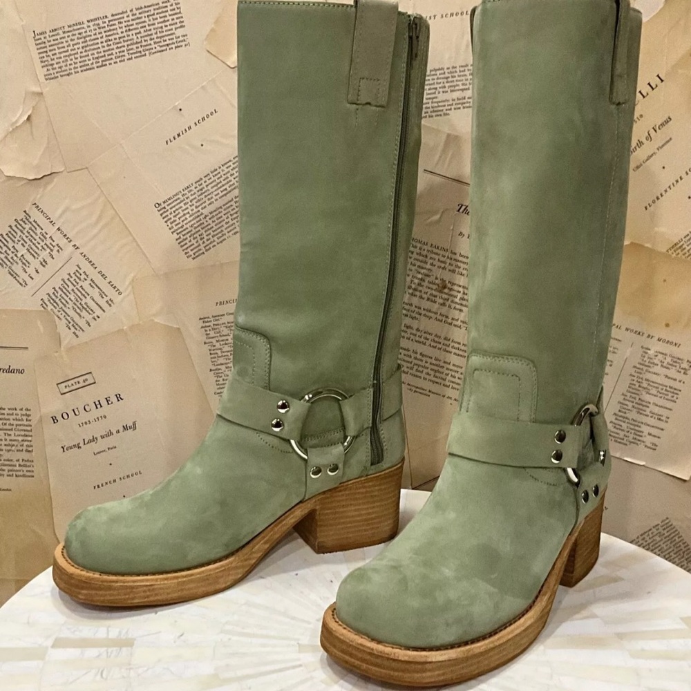 Free People Jeffrey Campbell Kira Reflection Boot Harness Moss Light Olive - Picture 6 of 11